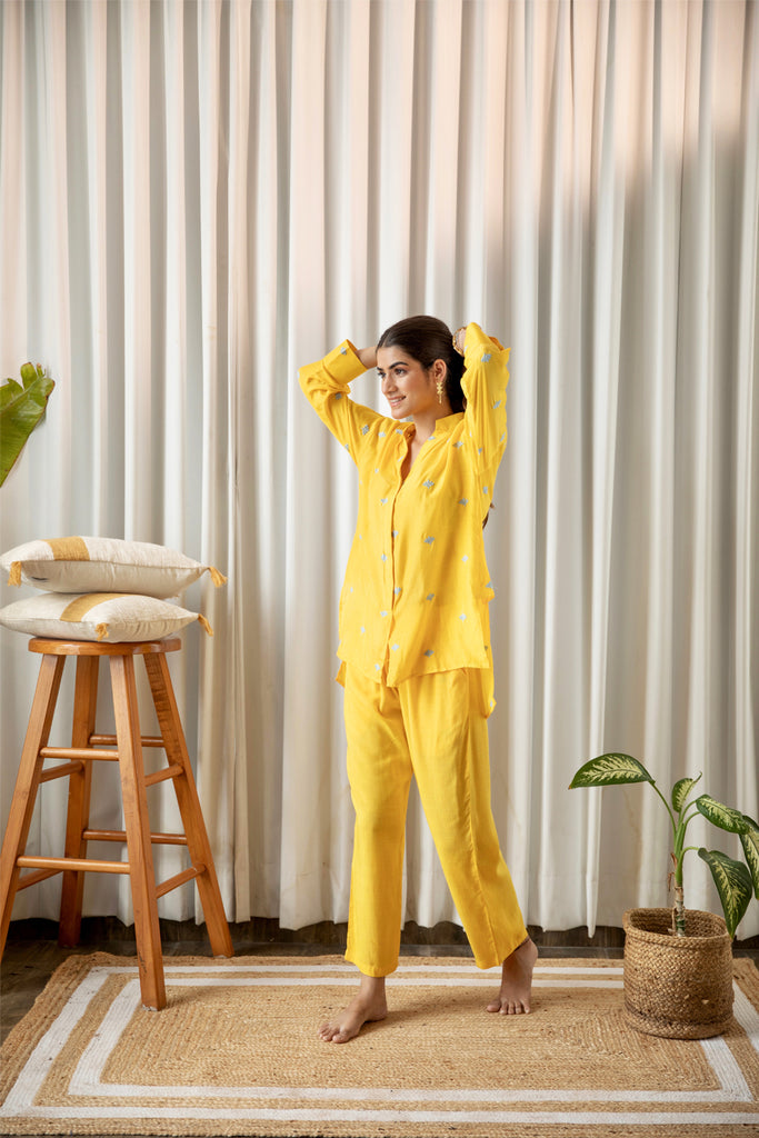 Yellow Embroidered Co-ord Set (Set of Two)