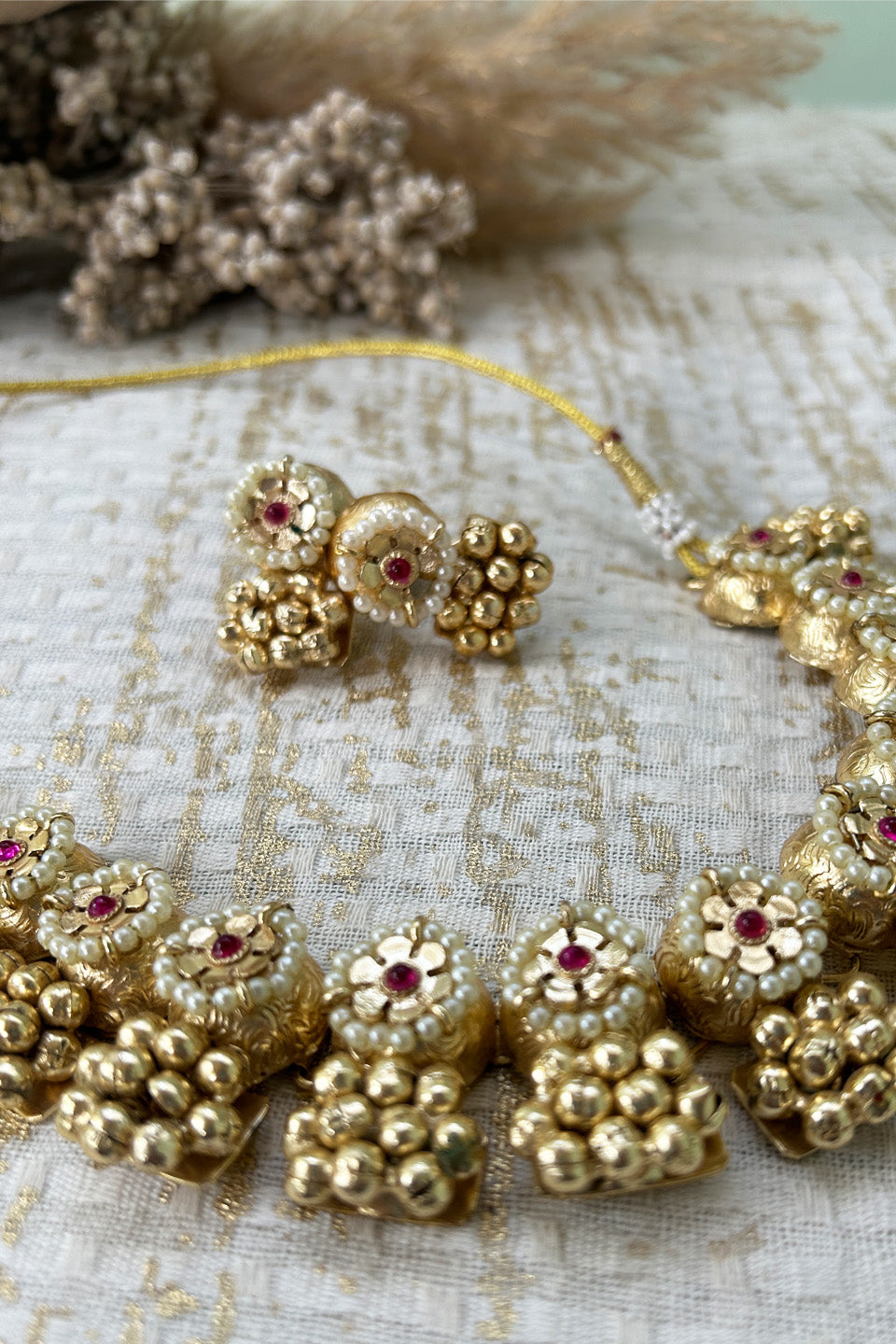 The Rani Silver Necklace with Earrings (Gold Plated)