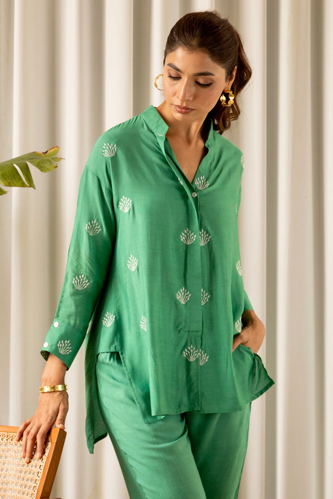 Green Embroidered Muslin (Shirt only)