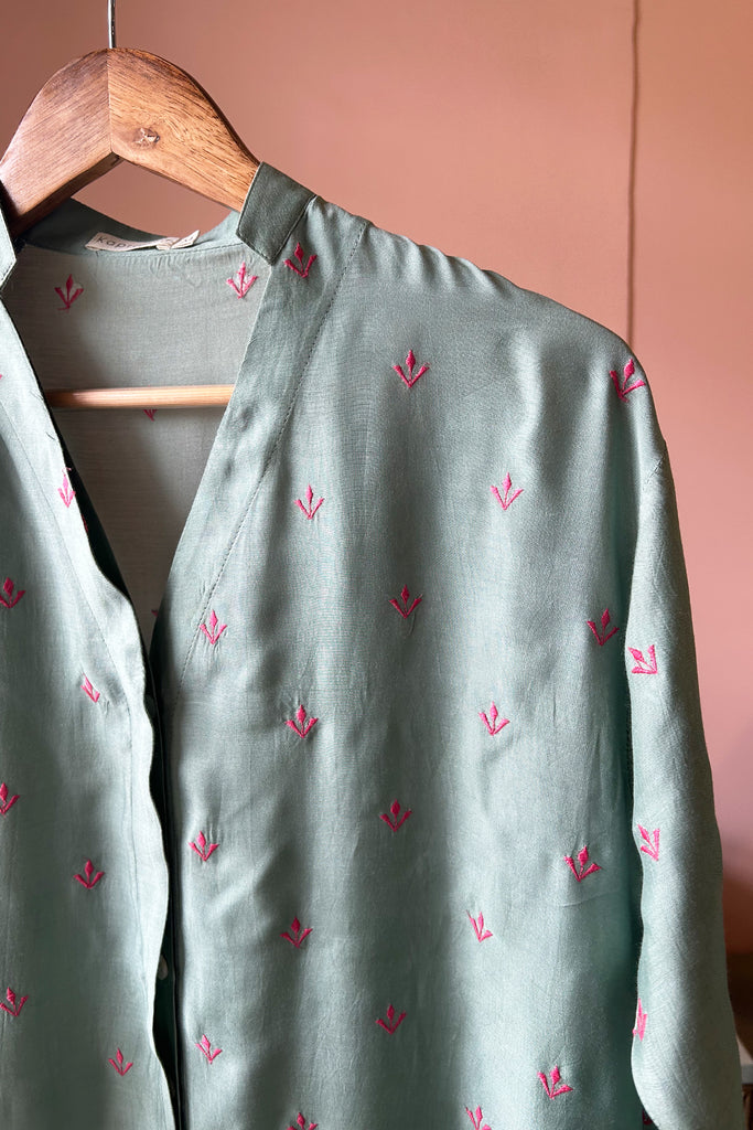 Green Embroidered Muslin Tunic