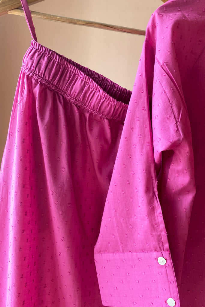 Magenta Pure Cotton Co-ord Set (Set of Two)