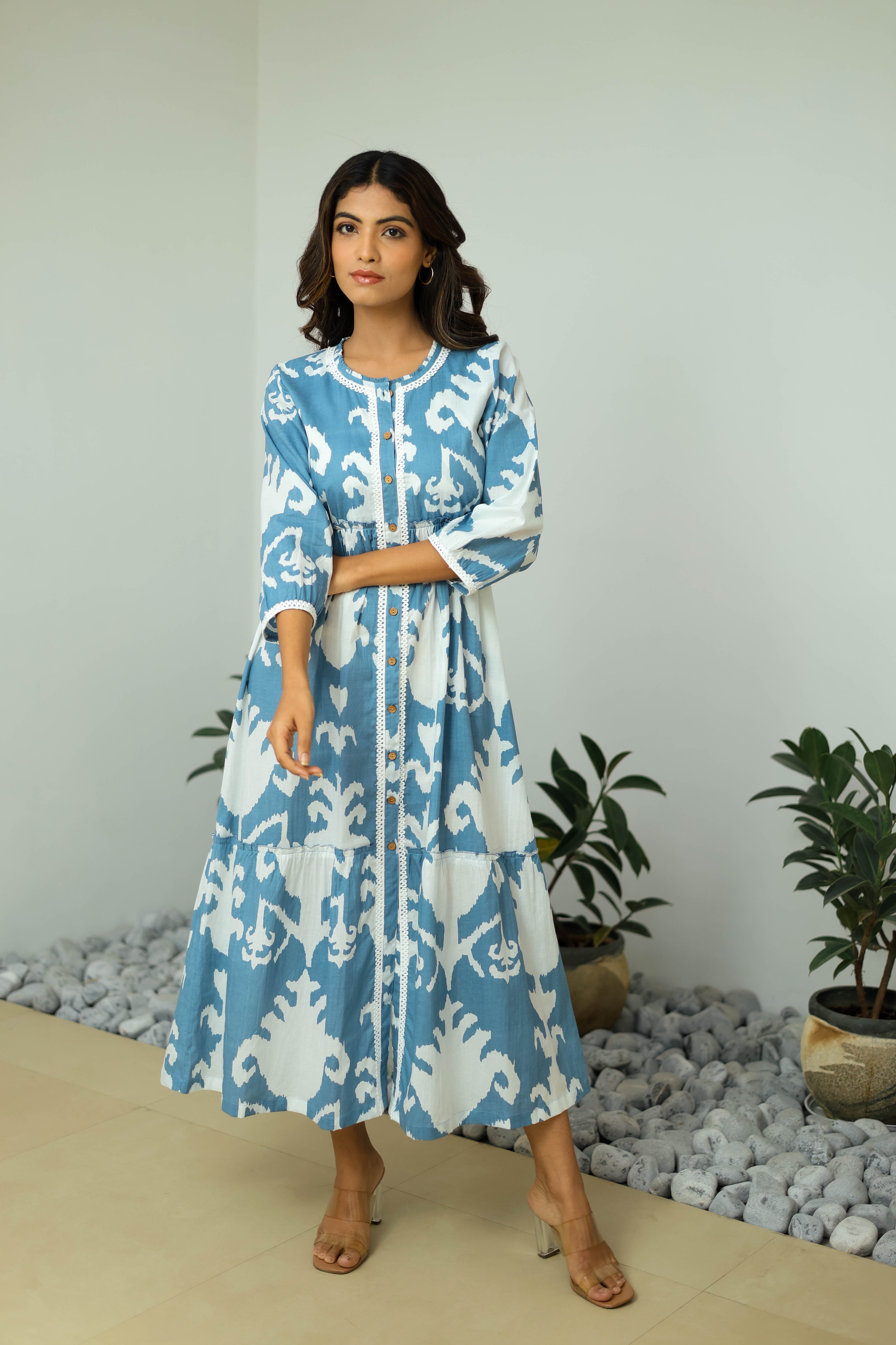 Bohemian Tribal Print Blue Maxi