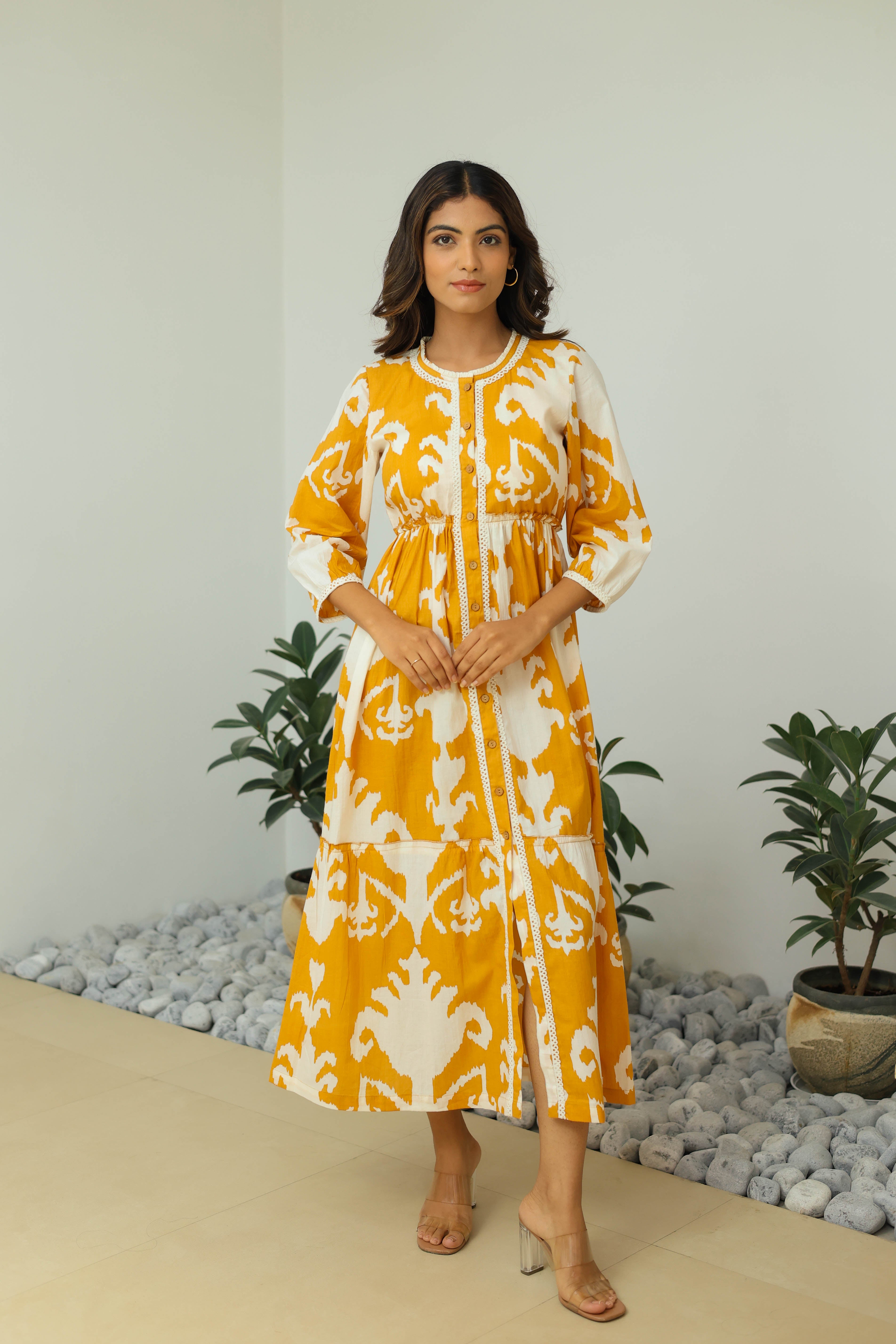 Bohemian Tribal Print Yellow Maxi