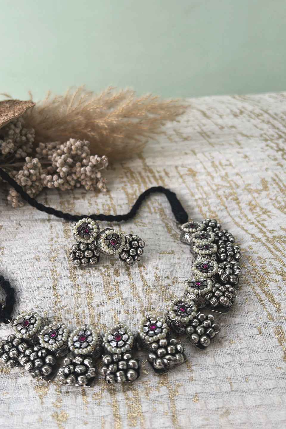 The Rani Silver Necklace with Earrings (Silver Plated)