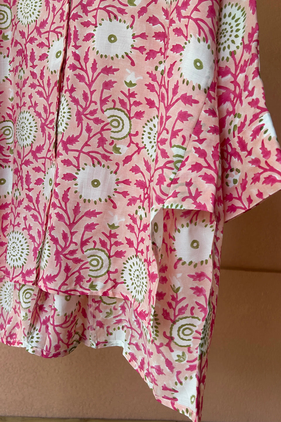 Fuchsia Floral Printed Muslin Shirt