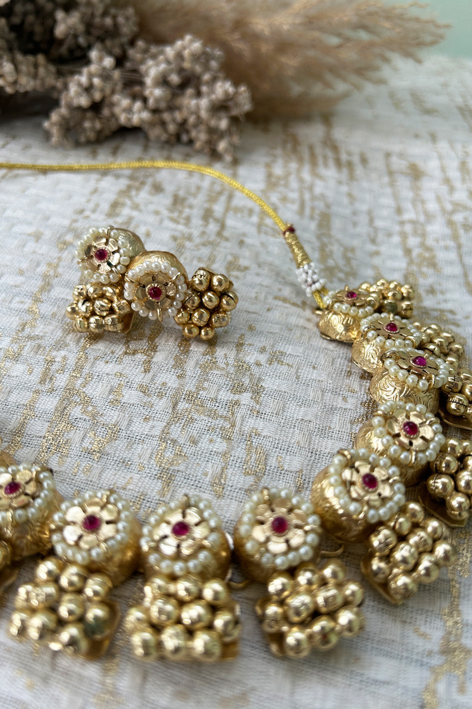 The Rani Silver Necklace with Earrings (Gold Plated)