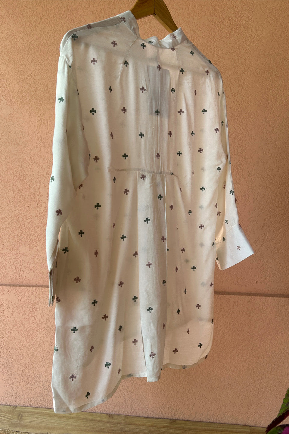 Embroidered Ivory Muslin Shirt