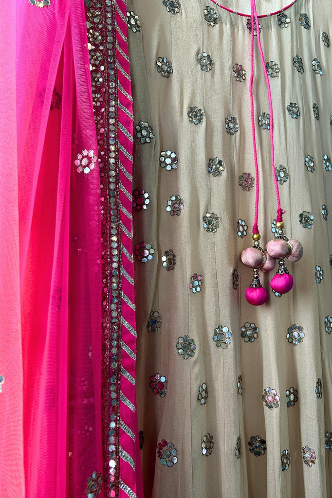 Fuchsia & Beige Festive Suit Set of Three(PL-201)