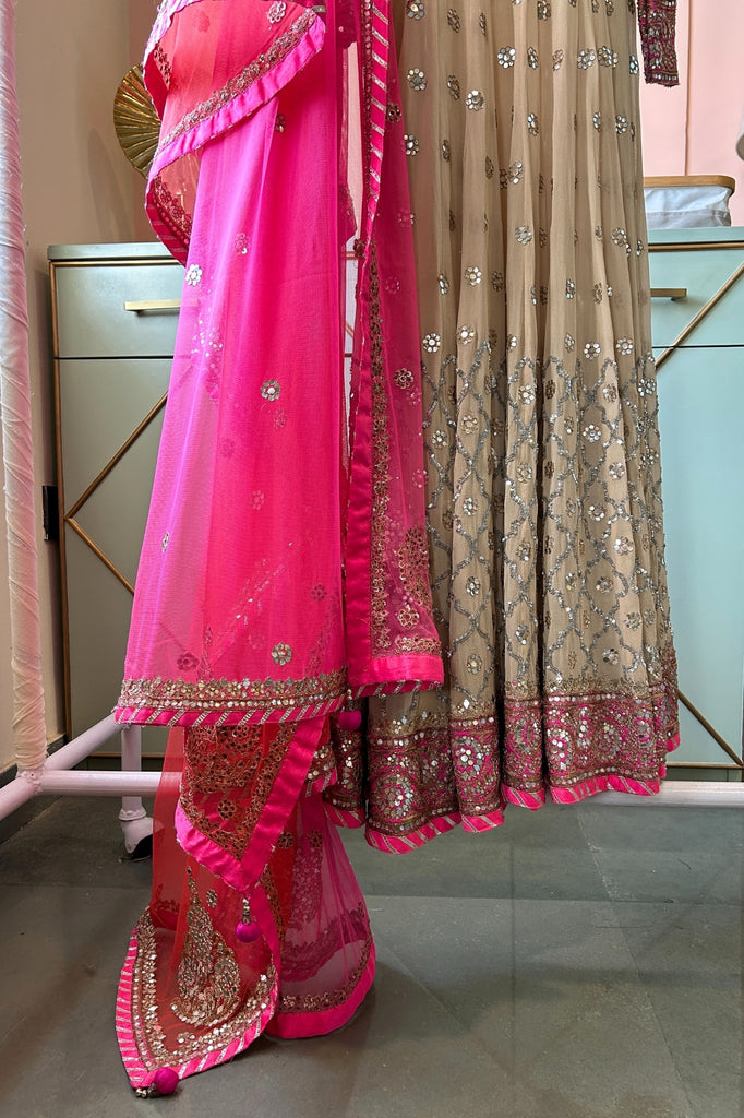 Fuchsia & Beige Festive Suit Set of Three(PL-201)