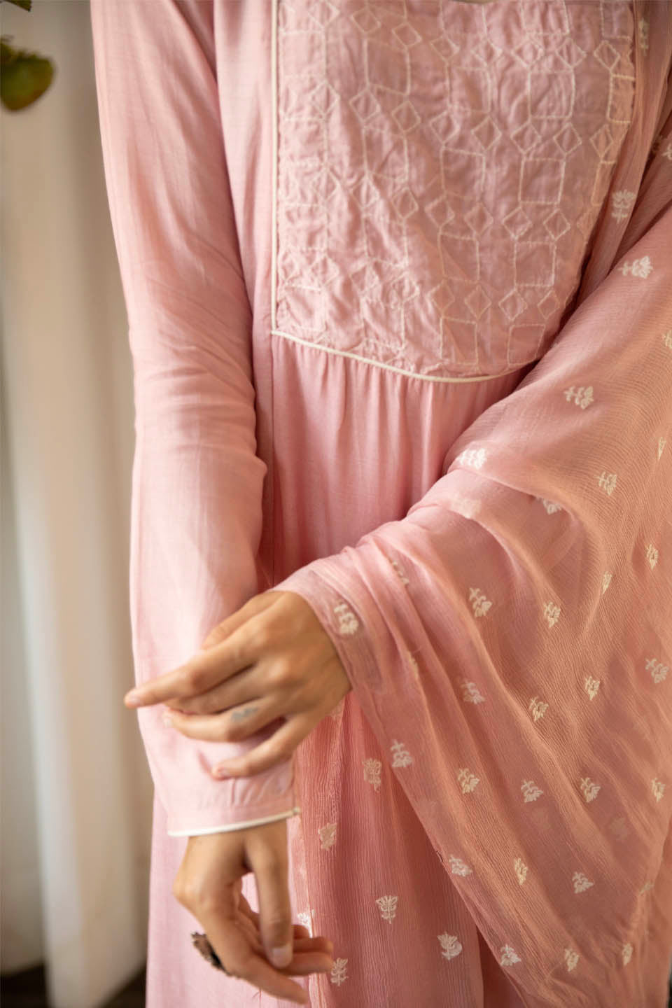 Light Pink Muslin Suit (Set of Three)