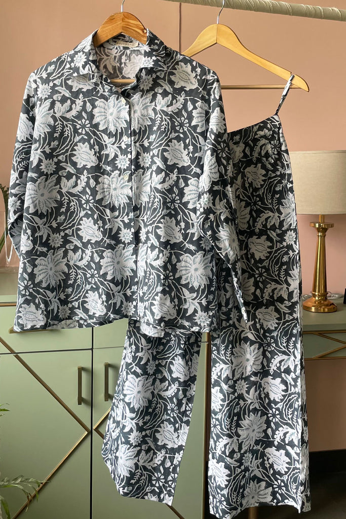 Navy Floral Cotton Co-ord Set (Set of Two)