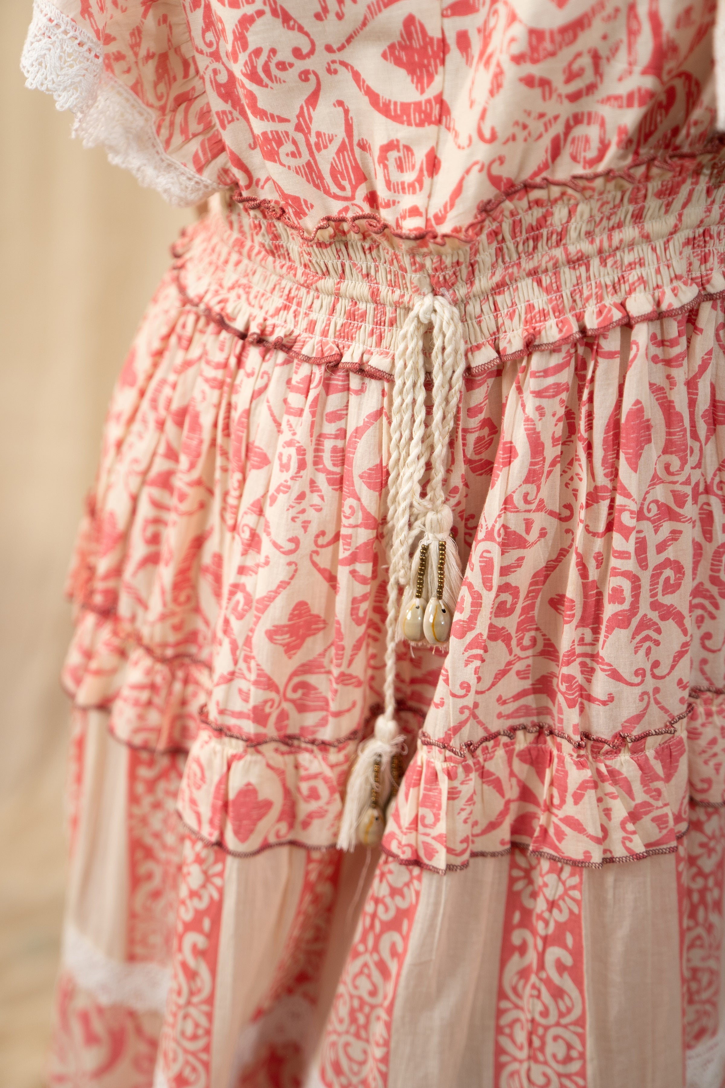 Bright Pink Tiered Printed Maxi