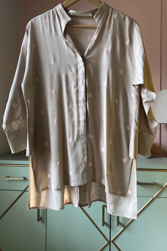 Beige Polka Embroidered (Shirt Only)