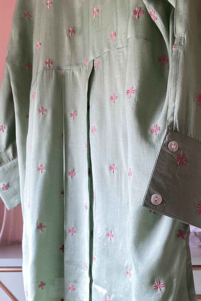 Sage Green Embroidered Muslin (Shirt only)