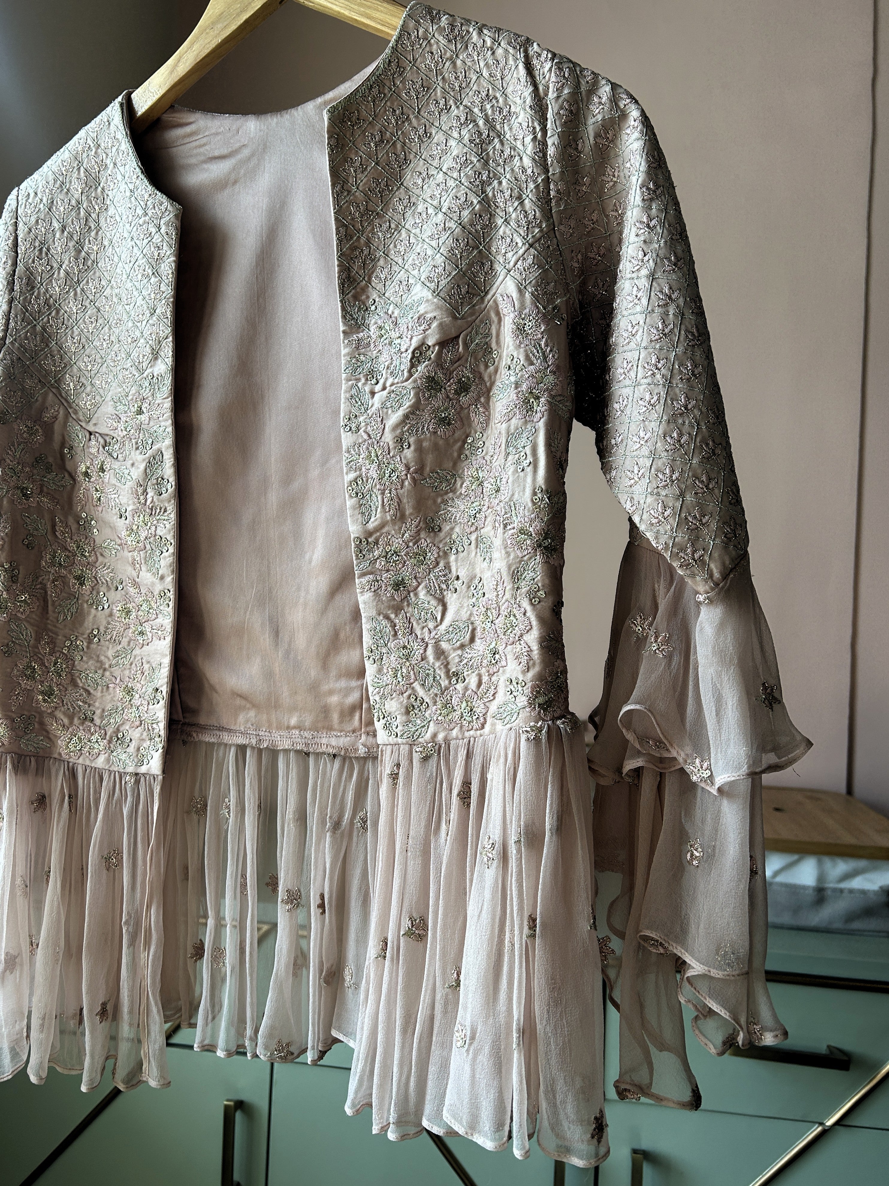 Beige Embroidered Short Jacket (PL-158)