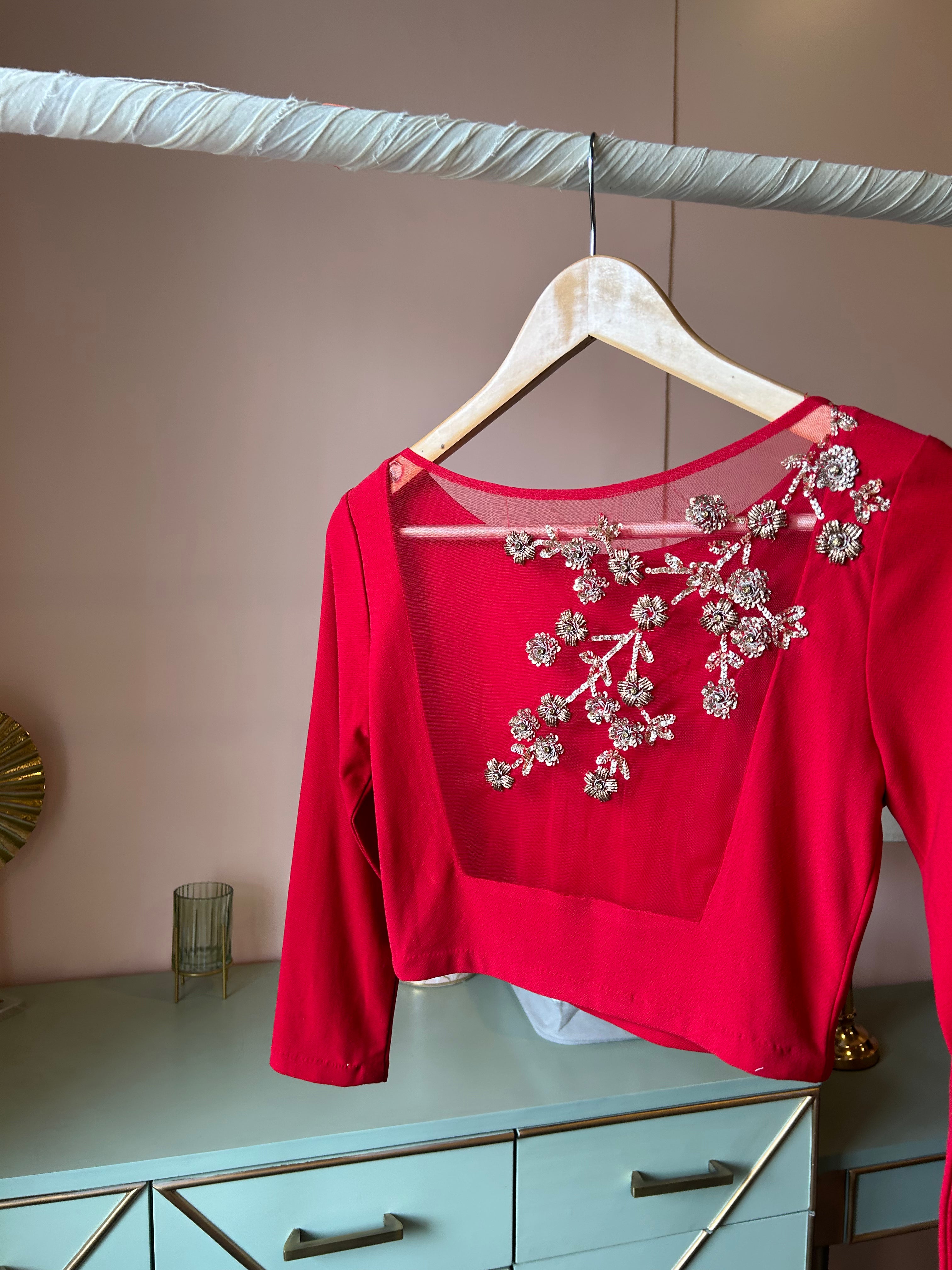 Red Embroidered Blouse (PL-118)