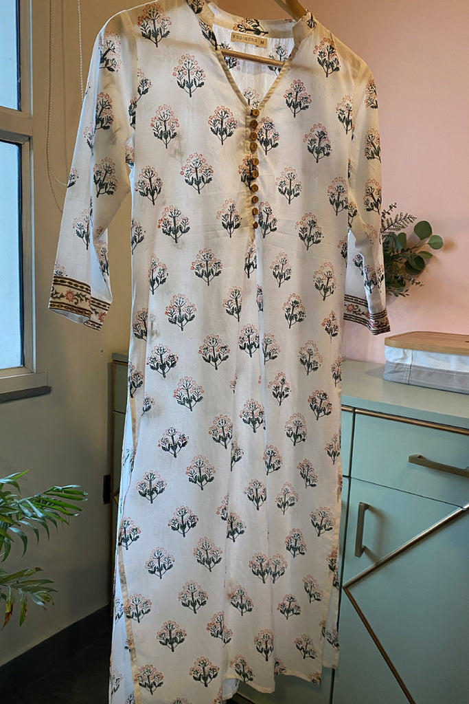White and Green Cotton Tunic