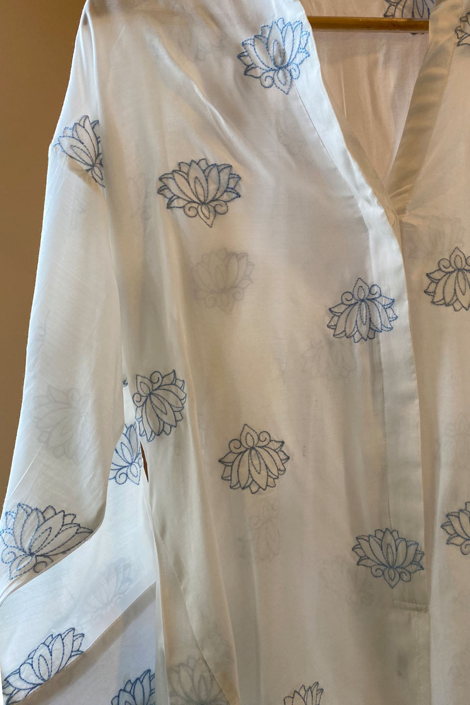 White Lotus Embroidered Muslin (Shirt only)