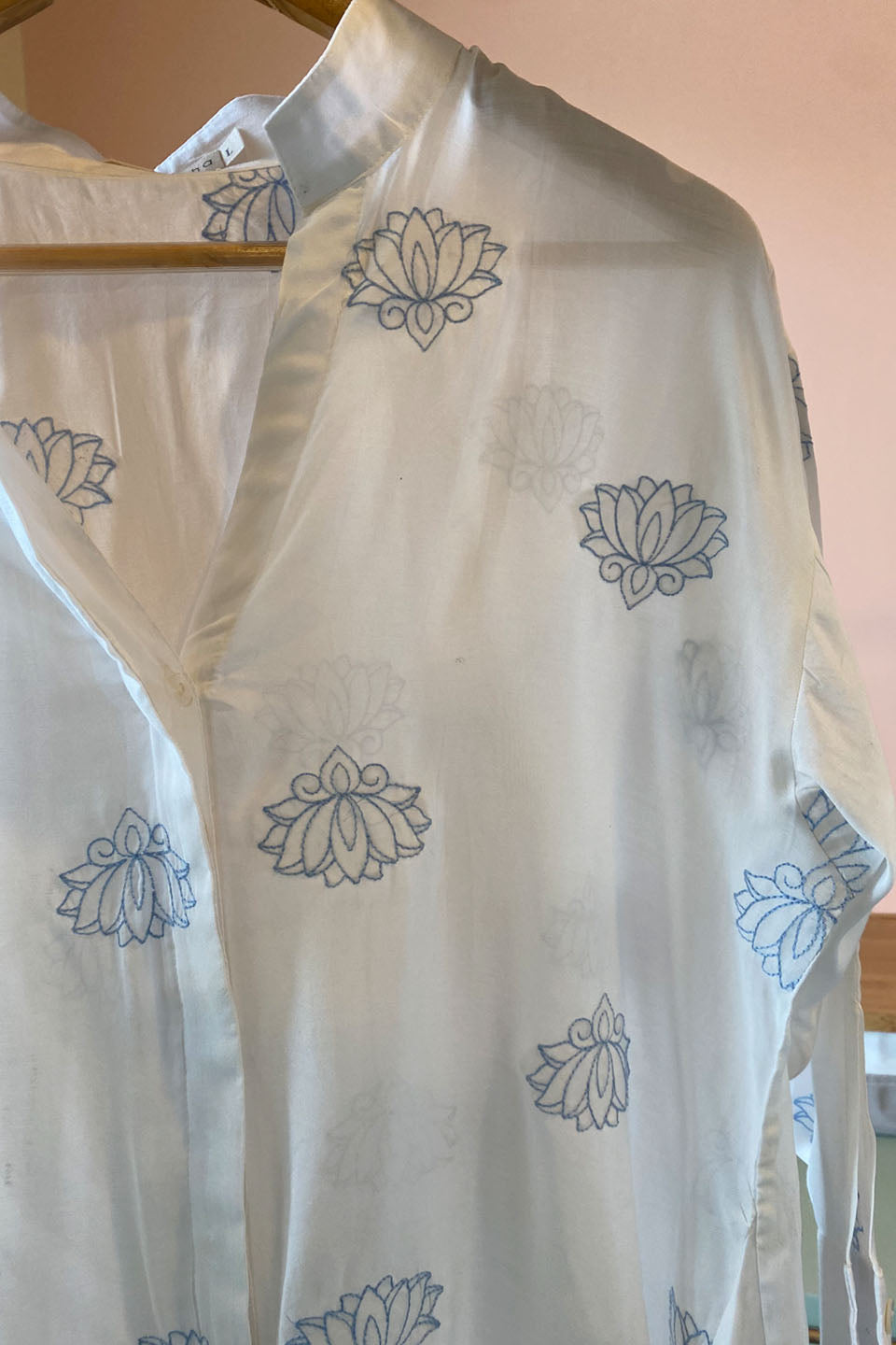 White Lotus Embroidered Muslin (Shirt only)