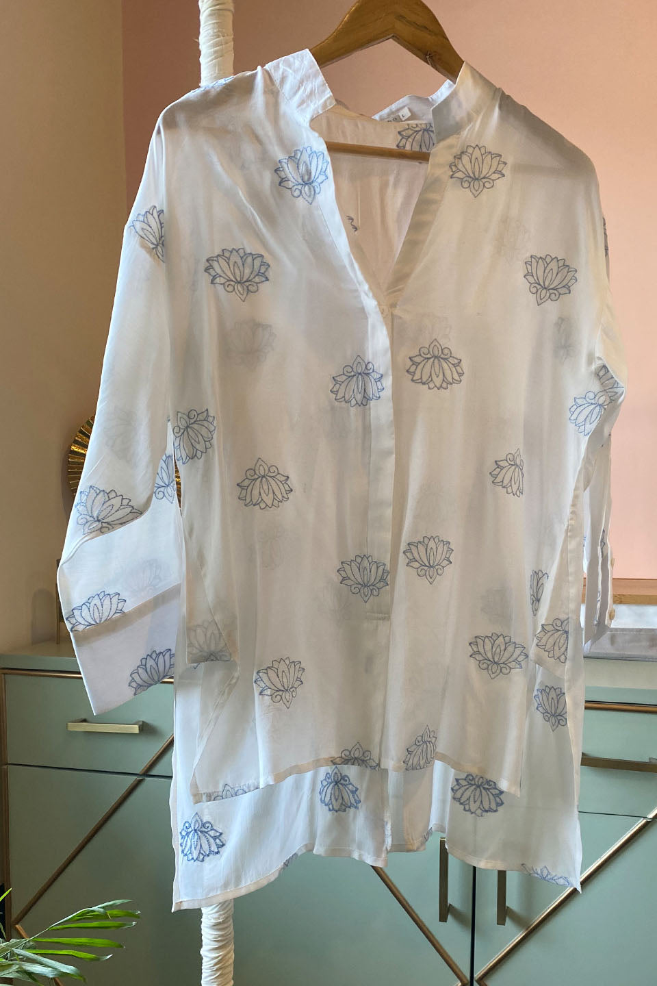 White Lotus Embroidered Muslin (Shirt only)