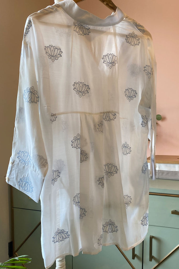 White Lotus Embroidered Muslin (Shirt only)