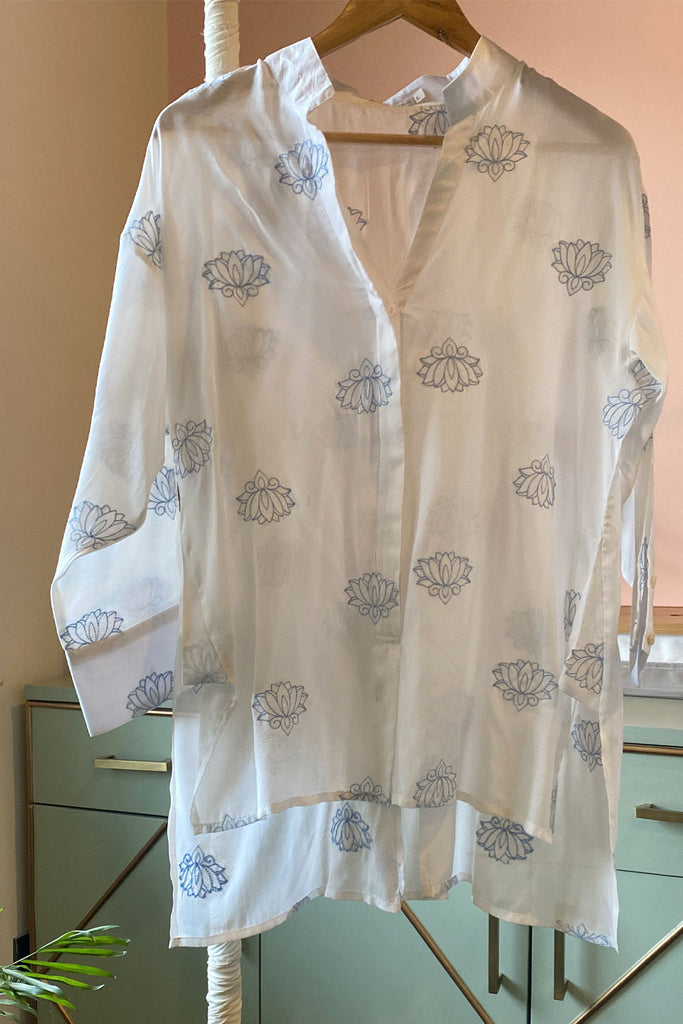 White Lotus Embroidered Muslin (Shirt only)