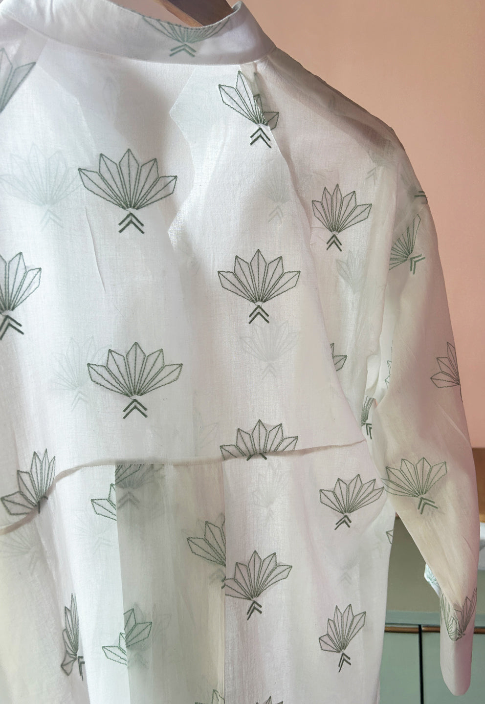 Geometric Lotus Embroidered Cotton (Shirt only)