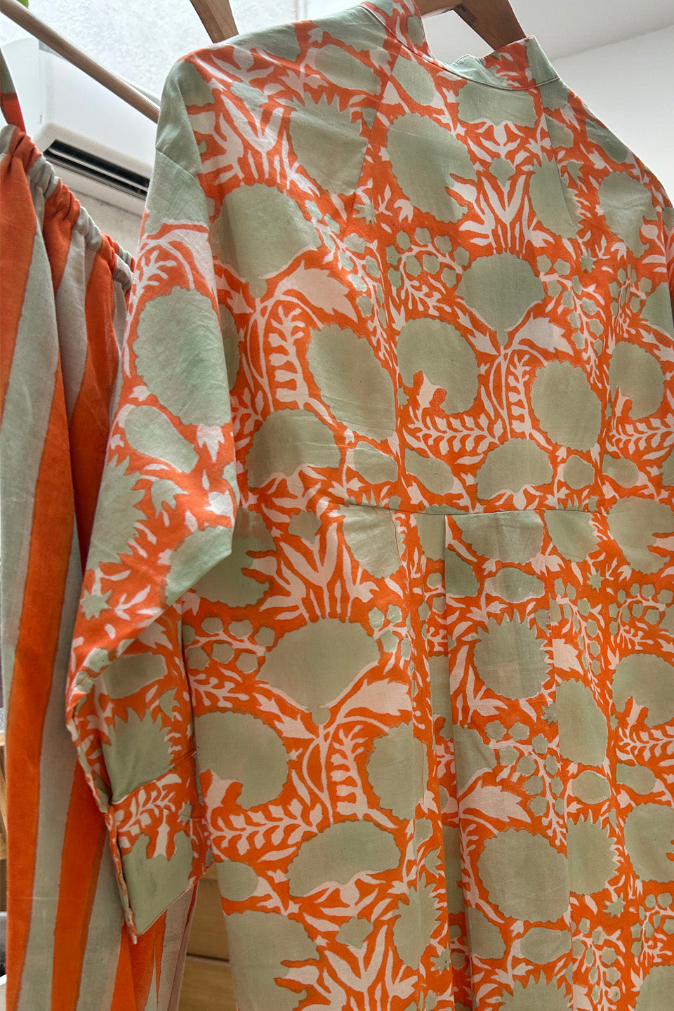 Orange Floral Cotton Tunic Co-Ord Set (Set of Two)
