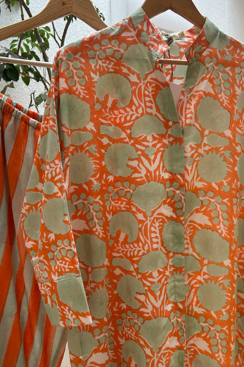 Orange Floral Cotton Tunic Co-Ord Set (Set of Two)