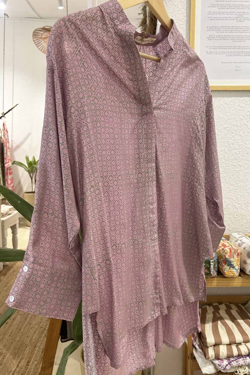 Lilac Printed Muslin Shirt