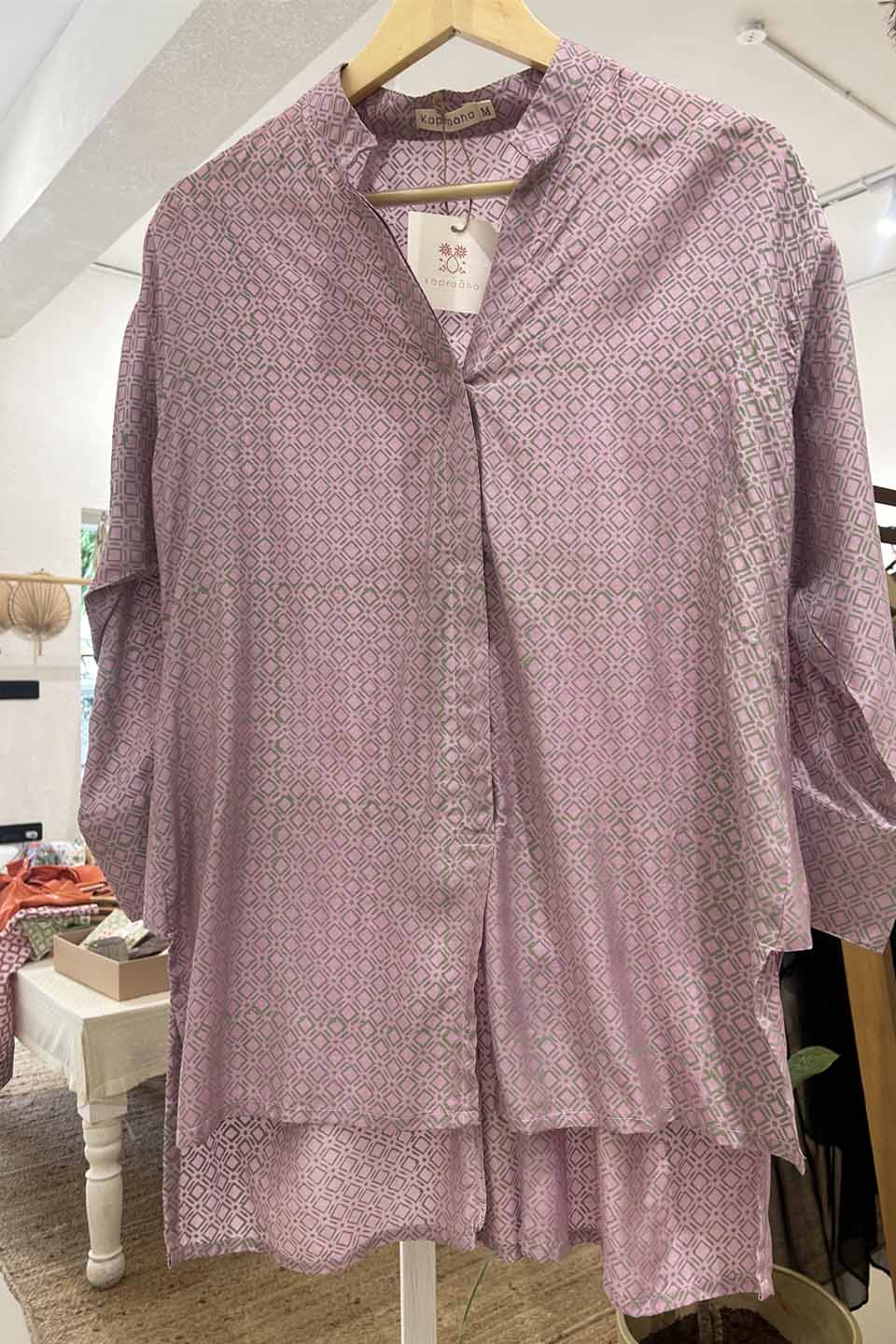 Lilac Printed Muslin Shirt