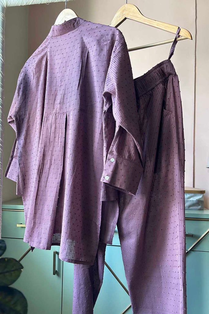 Purple Pure Cotton Co-ord Set (Set of Two)