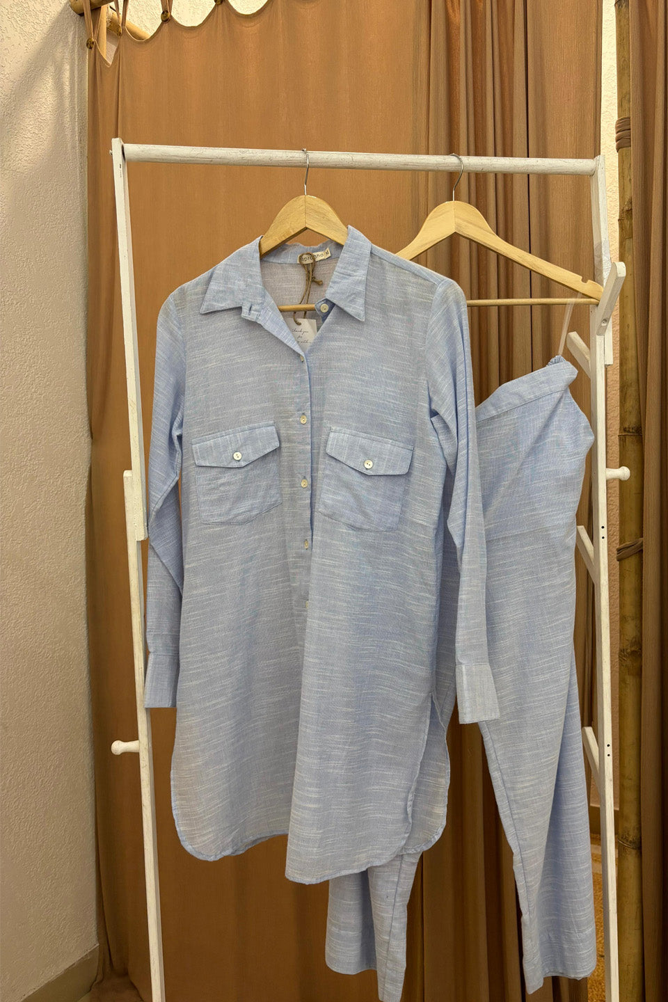 Sky Blue Cotton Co-ord Set