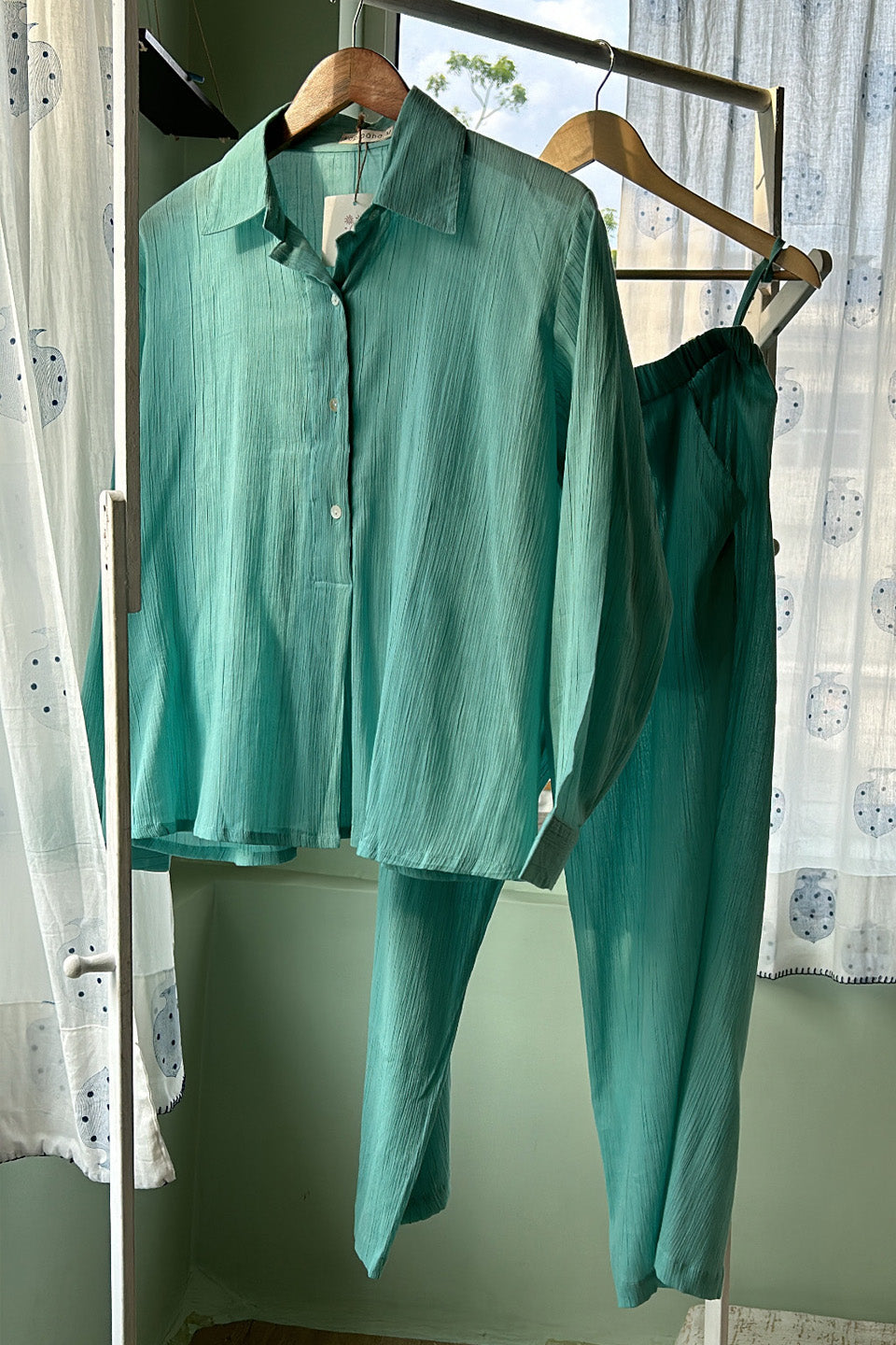 Mint Blue Solid Co-ord Set (Set of Two)
