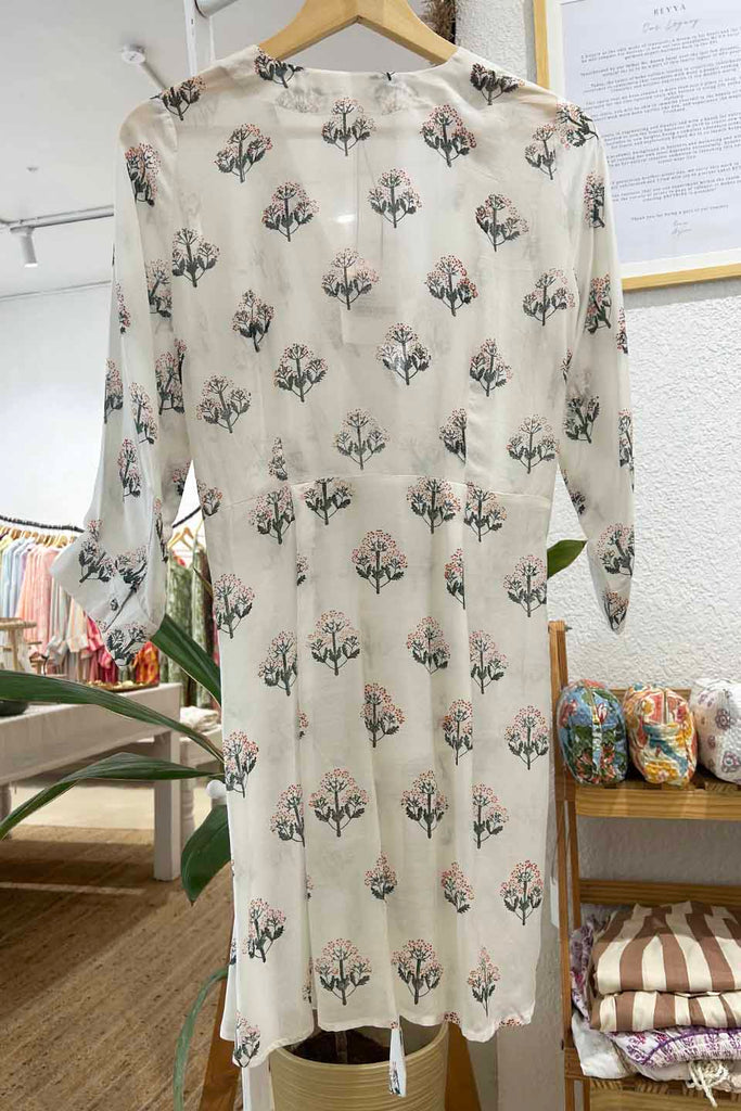 White Printed Muslin Wrap Top