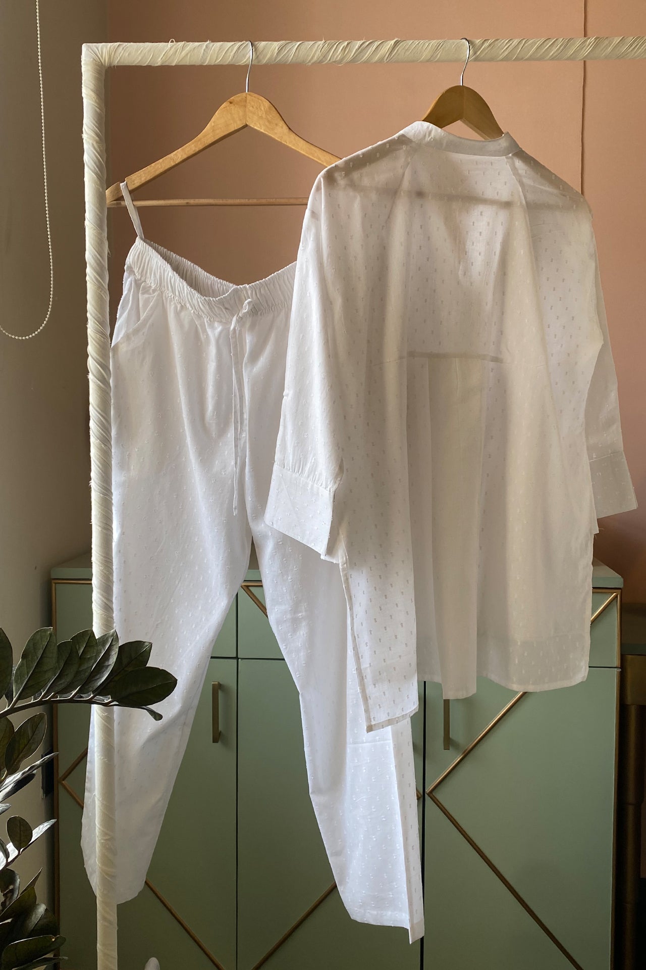 White Pure Cotton Co-ord Set (Set of Two)