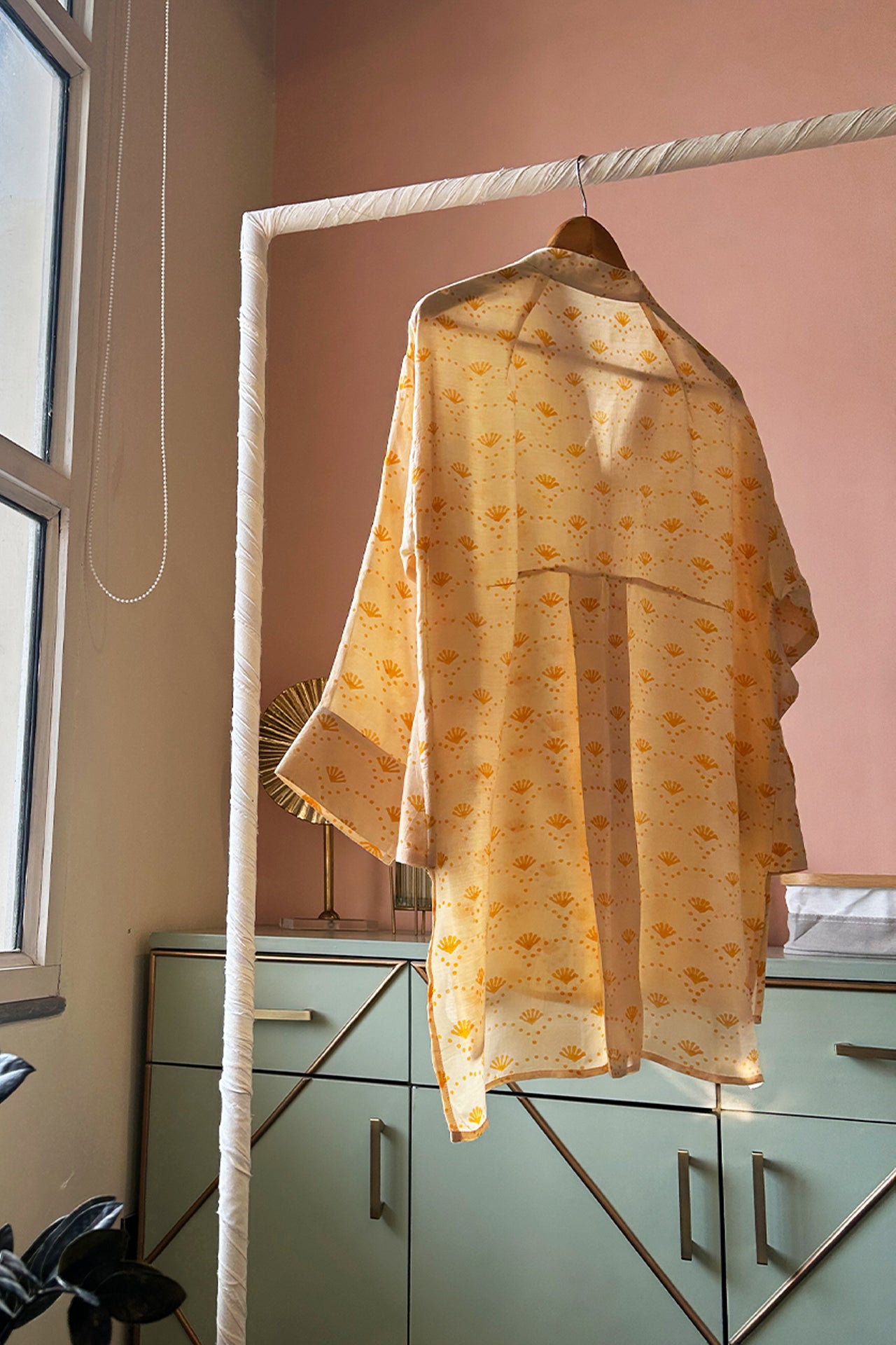 Lemon Yellow Hand-Printed Muslin Shirt