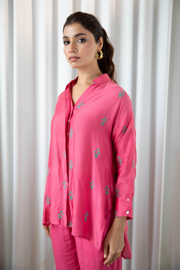 Fuchsia Embroidered Muslin (Shirt only)