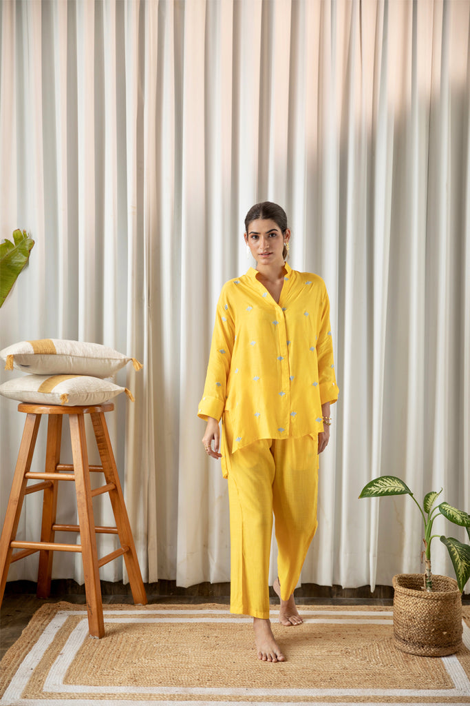 Yellow Embroidered Co-ord Set (Set of Two)