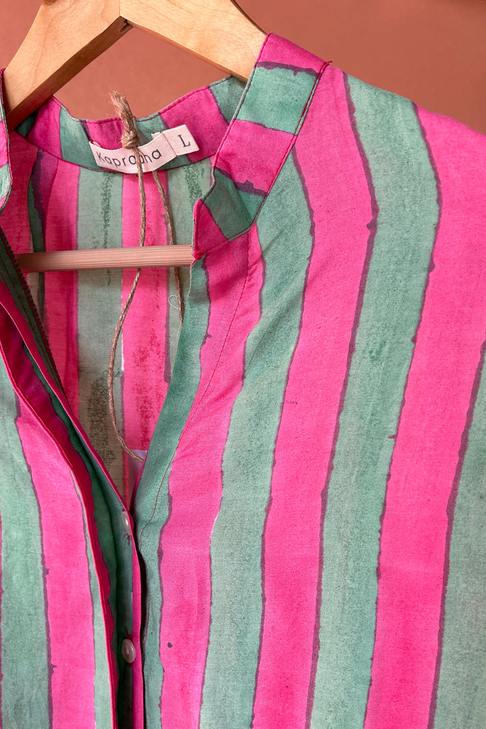 Green Fuchsia Striped Muslin Shirt