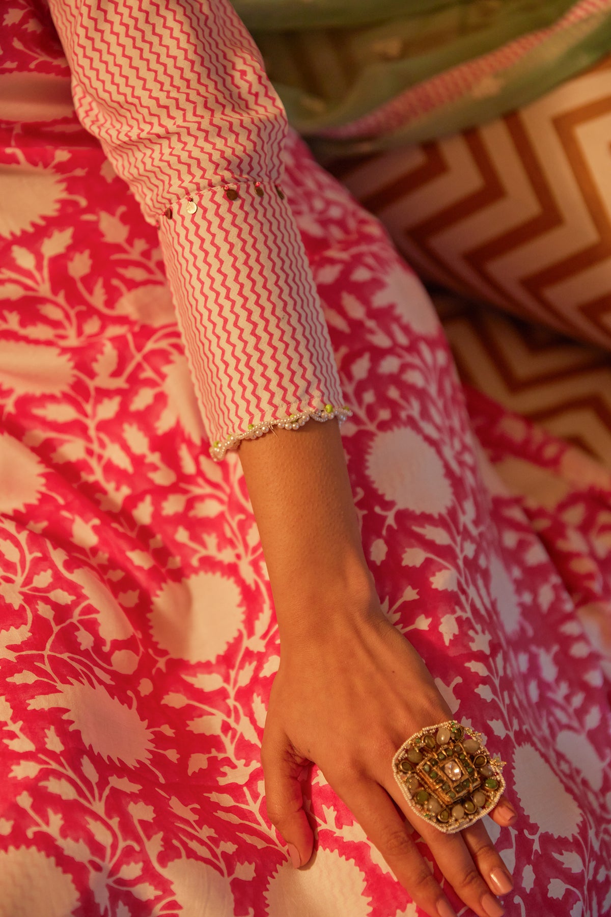 Crimson Bloom Floral Kurta main image 1