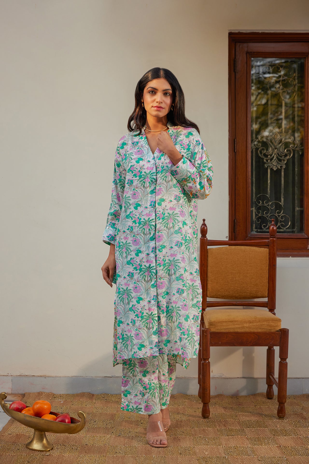 Teal Floral Tunic Set (Set of Two)