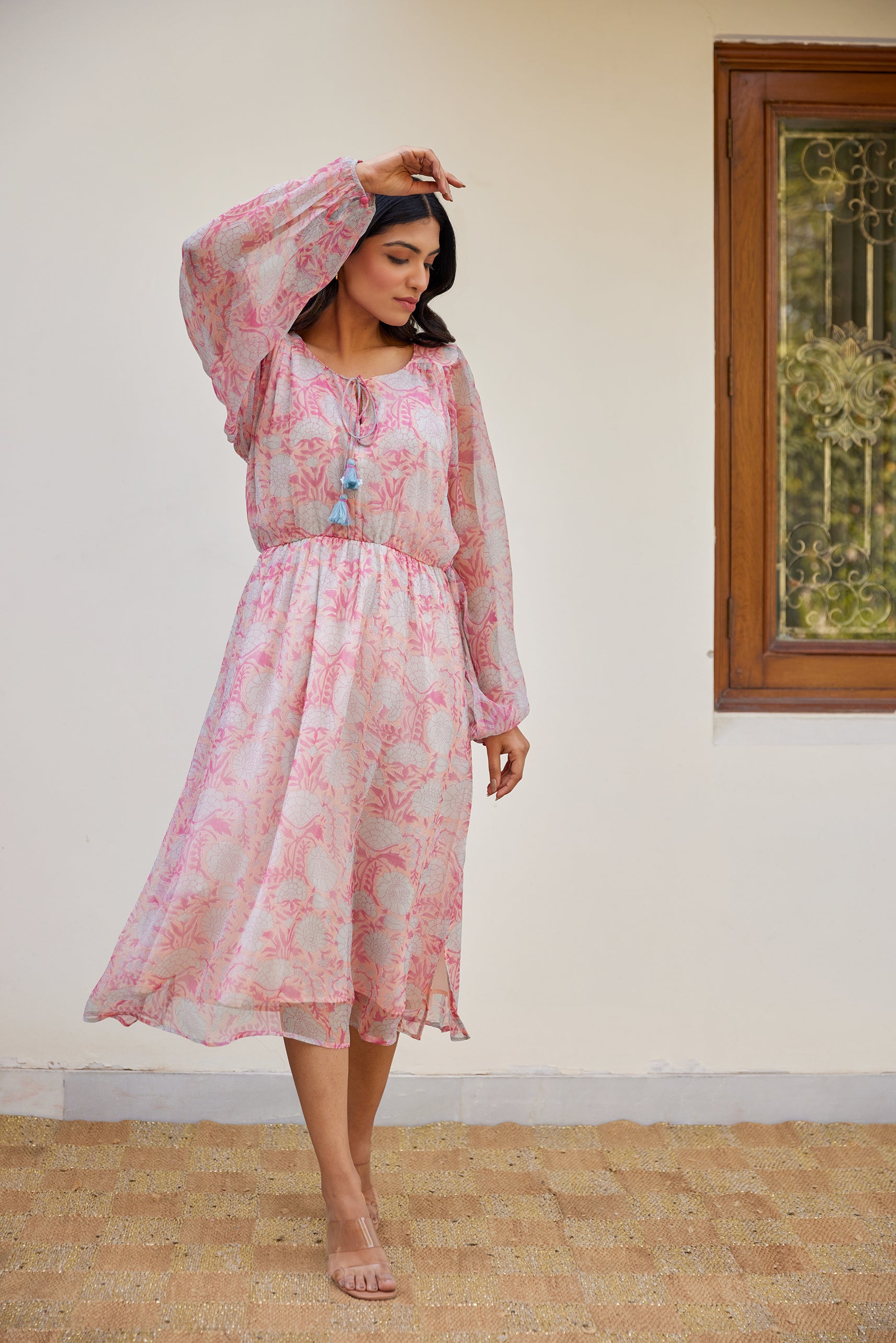 Soft Floral Printed Chiffon Dress