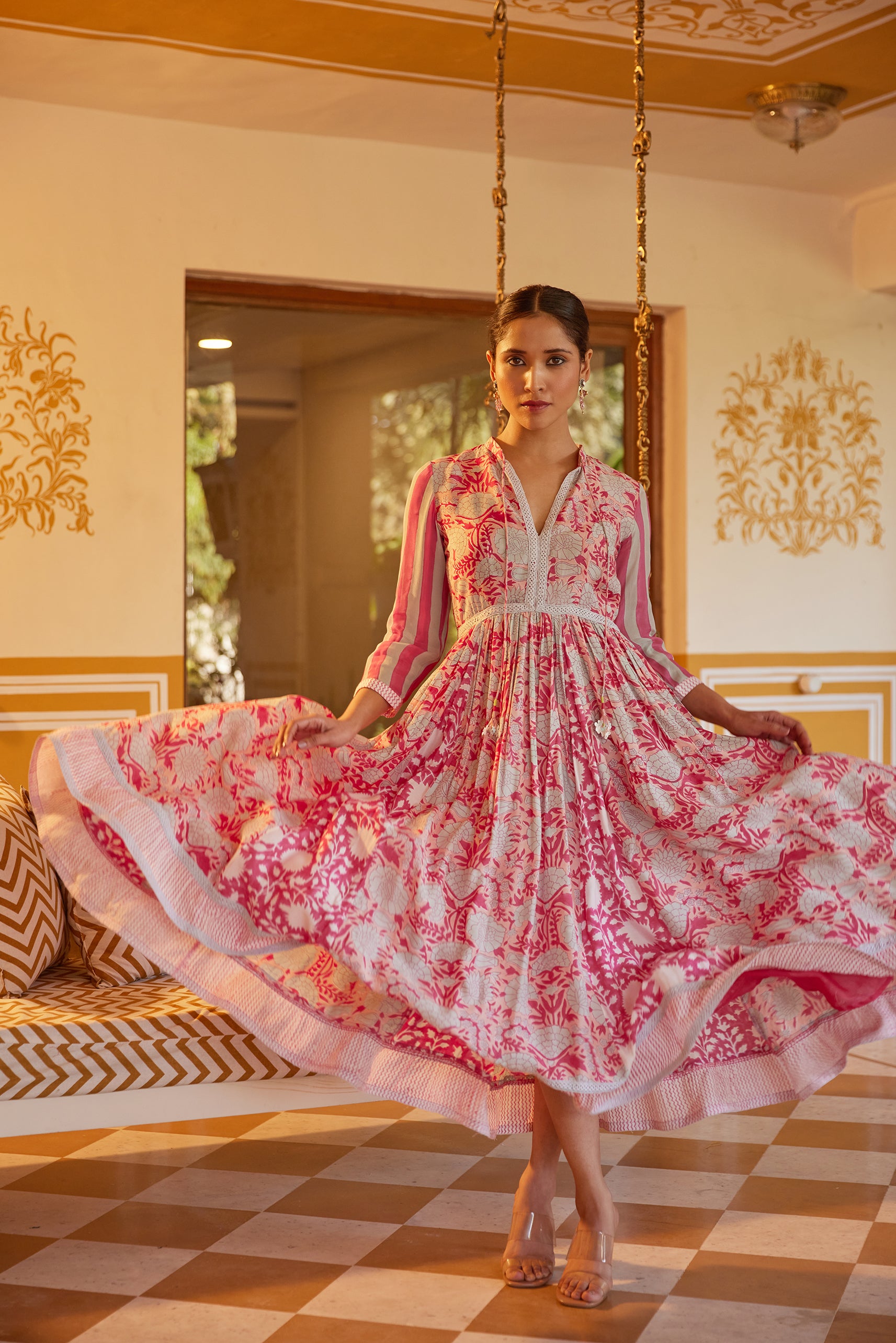 Pink Floral Maxi Dress