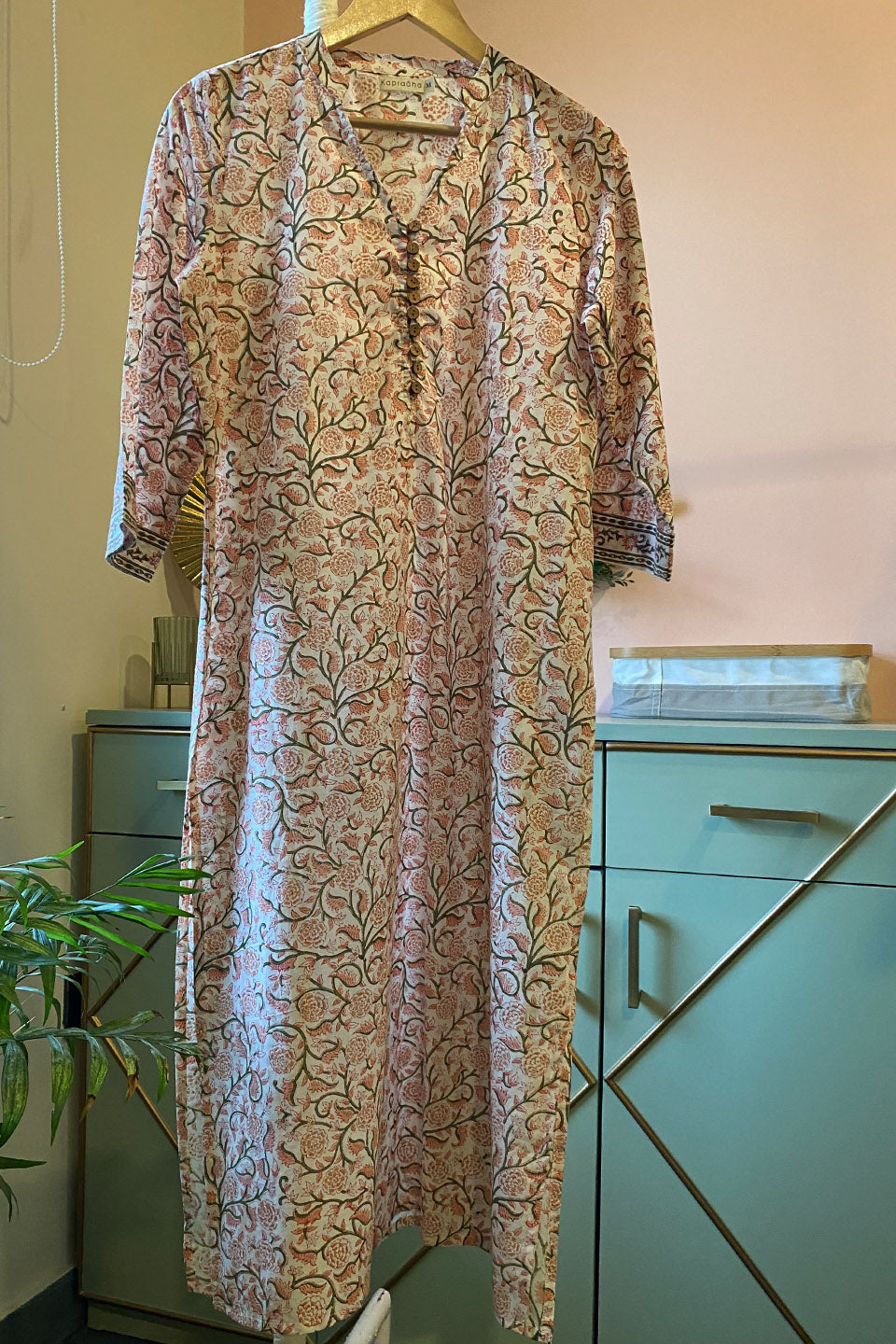 Peach/Green Floral Cotton Tunic