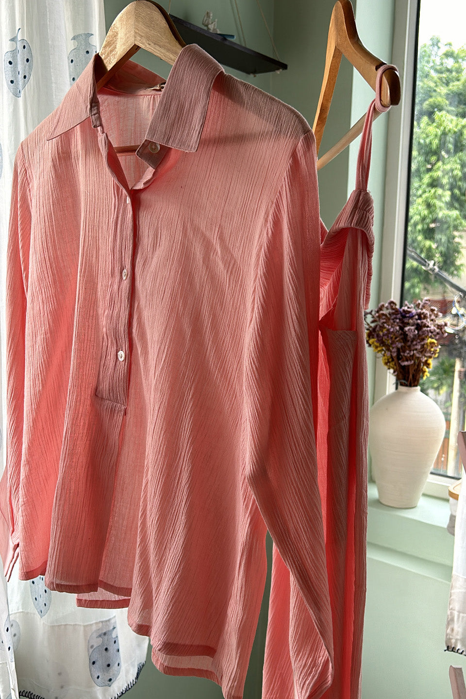Peach Solid Co-ord Set (Set of Two)