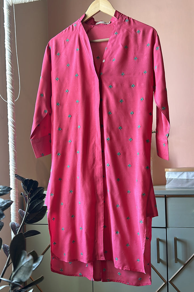 Fuchsia Embroidered Muslin (Tunic only)