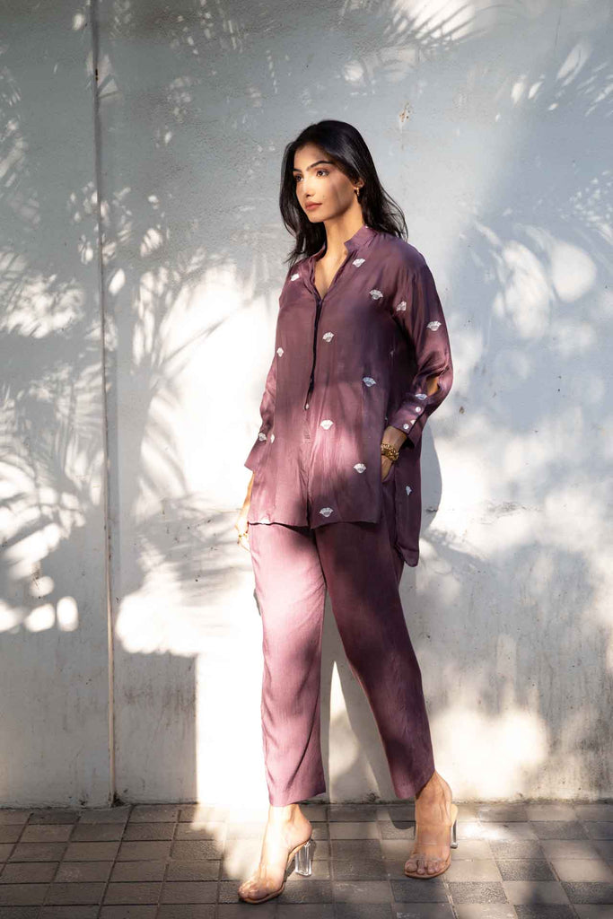Purple embroidered Co-ord Set (Set of Two)