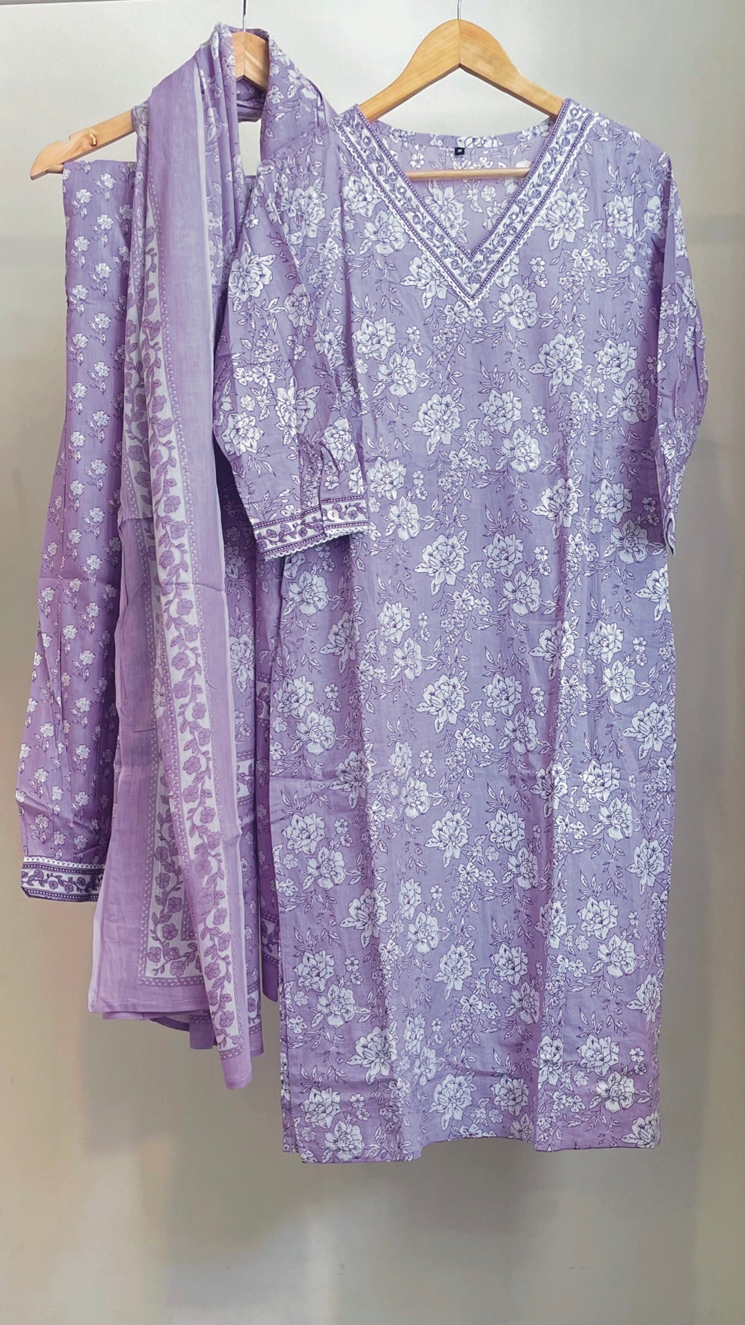 Purple Floral Tunic Set (Set of Three)