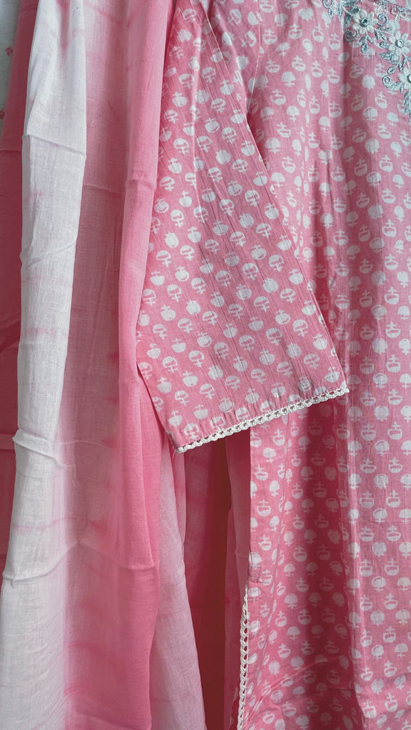 Pink Floral Tunic Set (Set of Three)